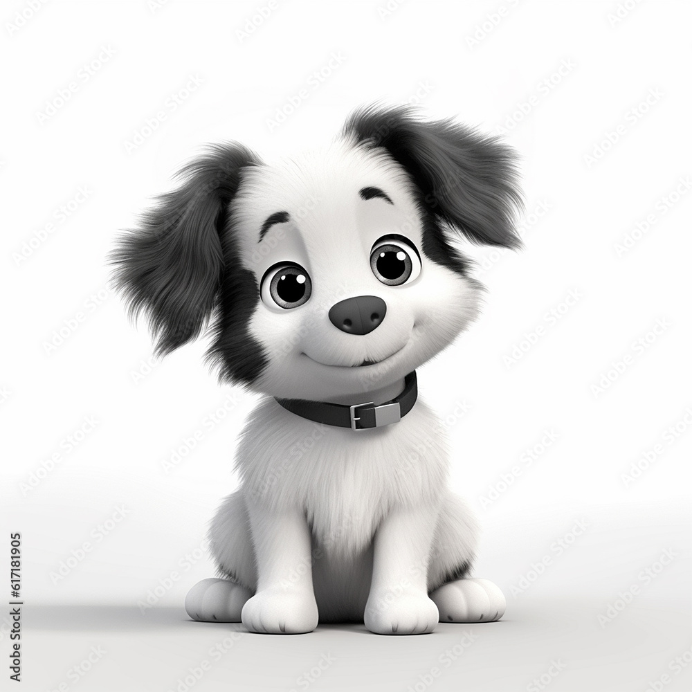 Cute baby black and white dog animal puppy white background AI Generated image Cute baby black and white dog animal puppy white background AI Generated image