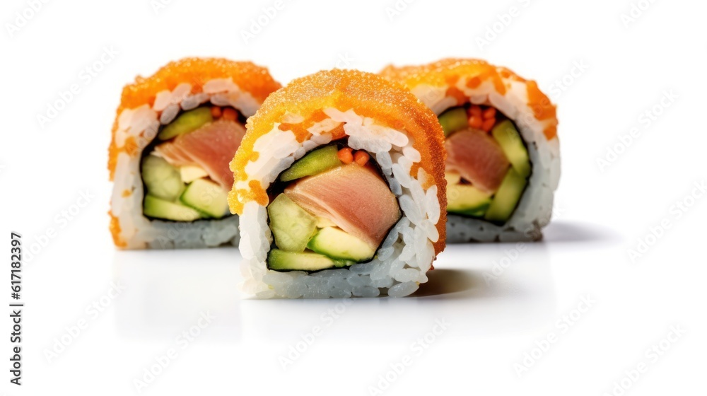 Japanese sushi and rolls. Generative AI Japanese sushi and rolls. Generative AI
