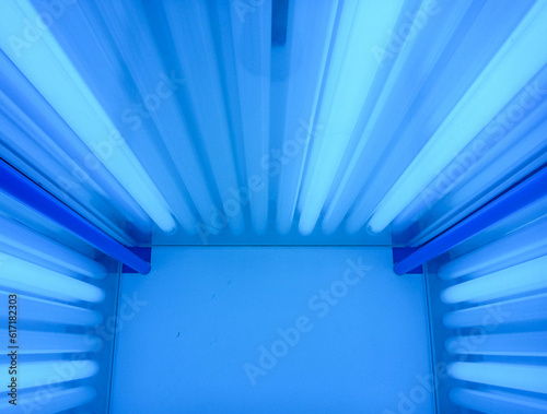 special cabin with UV lamps for the treatment of psoriasis. Light therapy, phototherapy