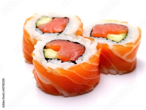 Japanese sushi and rolls. Generative AI
