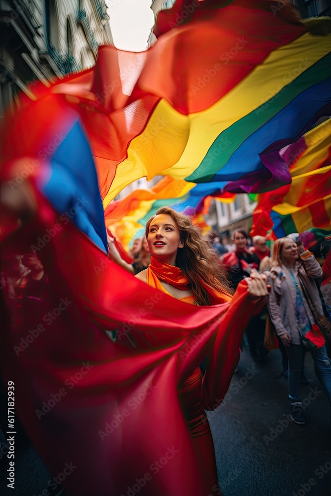 Capturing Colorful Street Scenes of LGBT Pride March. Gen AI