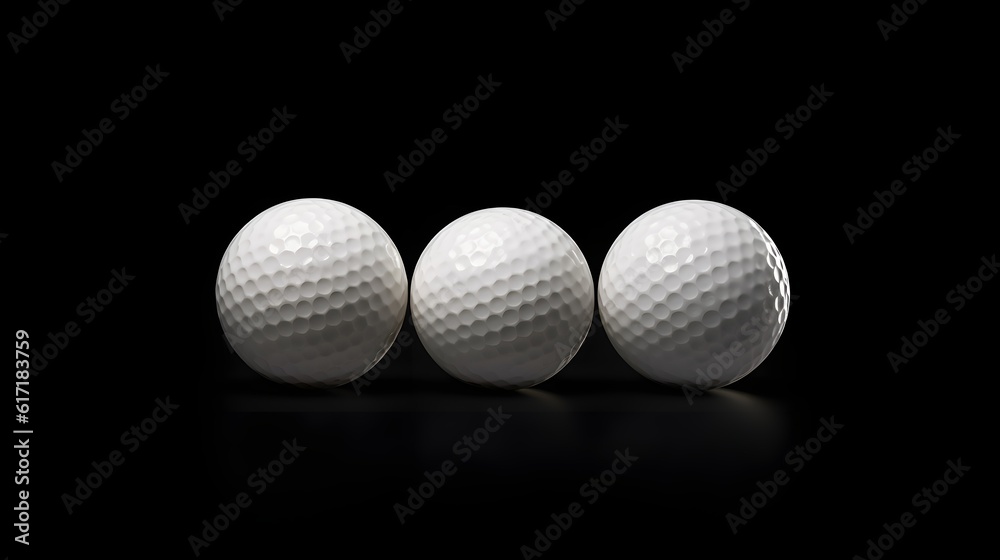 white golf balls isolated on black background white golf balls isolated on black background