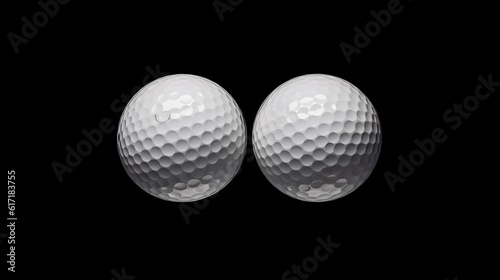 white golf balls isolated on black background
