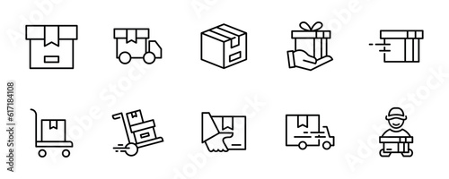 line package delivery icon vector set online shipping service symbol illustration fast cargo shipment design for shipment app or web template