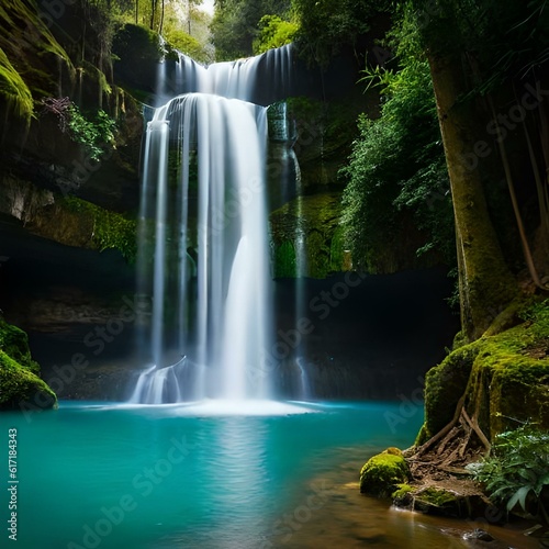 waterfall in the forestgenerated by AI technology 