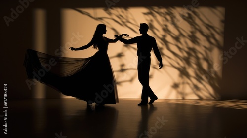 Dancing couple as shadow play illustration - beautiful wallpaper
