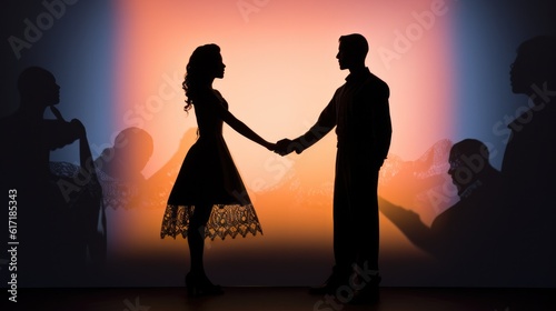 Together Hand in Hand as silhouette illustration - beautiful wallpaper