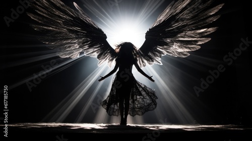 an angel as a silhouette illustration - beautiful wallpaper