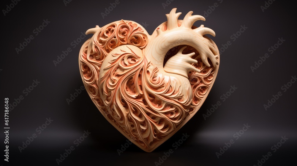 Heart as a shiny soft organic carving illustration - beautiful wallpaper Heart as a shiny soft organic carving illustration - beautiful wallpaper