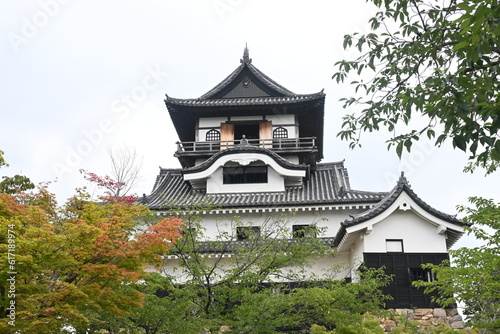 Japan sightseeing trip, castle tour. 'Inuyama Castle' Inuyama City, Aichi Prefecture. Inuyama Castle overlooking the Kiso River is said to be the oldest existing wooden castle tower in Japan. © tamu