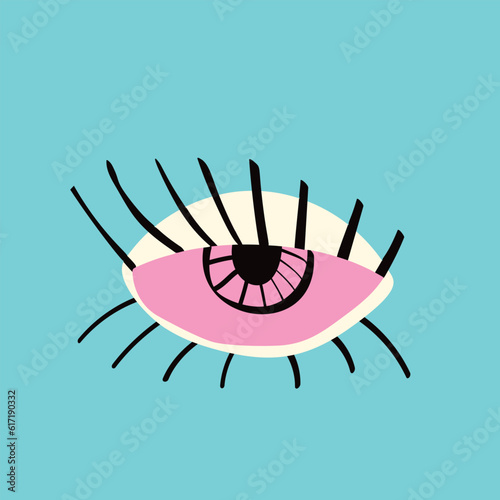 Ethnical mystical eye. illustration in modern hand drawn doodle style