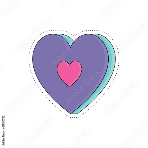 Isolated cute colored groovy heart shape bubble chat sticker icon Vector illustration