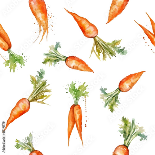 Carrot watercolor seamless pattern. Vector illustration