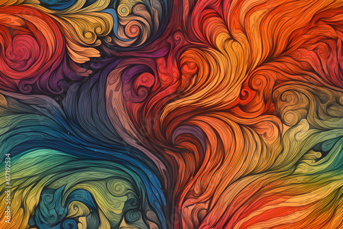 seamless artistic background of colored diffusing turbulent fumes or paint in liquid, neural network generated image