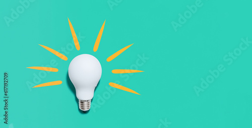 Bilde på lerret white light bulb with yellow rays