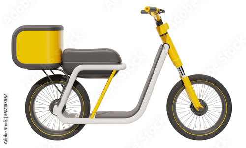 Electro scooter. Eco friendly modern transportation. 3D render on a transparent background. Side view