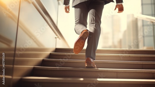 Businessman walking upstairs for successful career