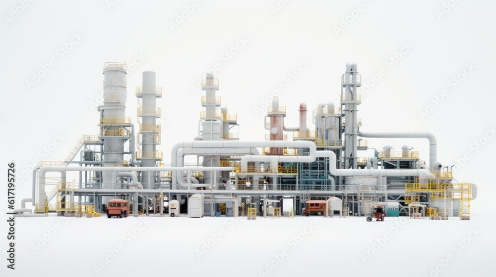 Industrial factory oil refinery plant against the white background Industrial factory oil refinery plant against the white background