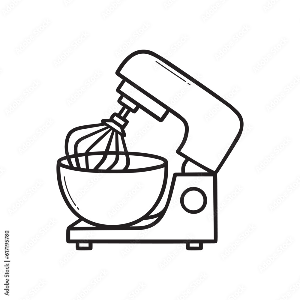Stand mixer doodle. Kitchen appliance in sketch style. Hand drawn vector illustration isolated on white background Stand mixer doodle. Kitchen appliance in sketch style. Hand drawn vector illustration isolated on white background