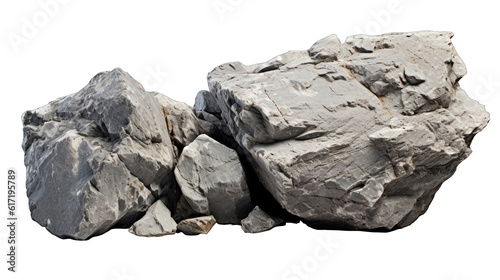 Heavy realistic rock stone isolated on white background png cutout