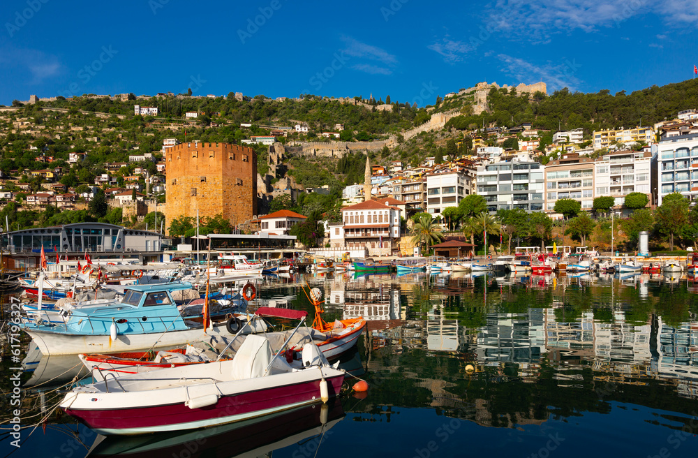 Dockyard and arsenal in Alanya on a beautiful, sunny day, Turkey