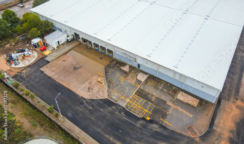 aerial view of warehouse storages