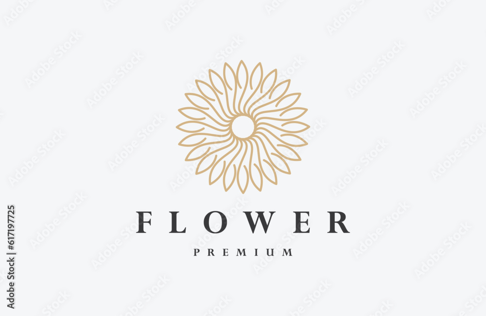 Fototapeta premium Flower Abstract logo Beauty Spa salon Cosmetics brand Linear.