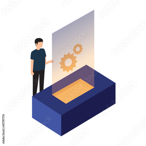 Isolated person with gear icons Vector