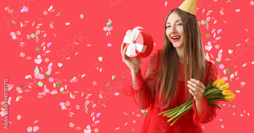 Happy young woman with Birt...