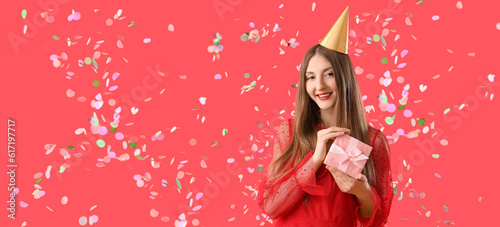 Happy young woman with Birt...