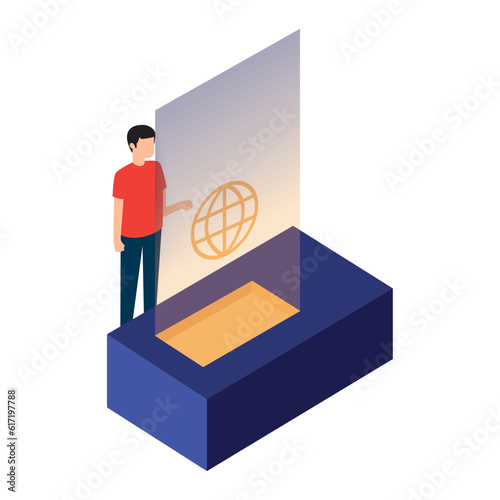 Isolated person with an internet world icon Vector
