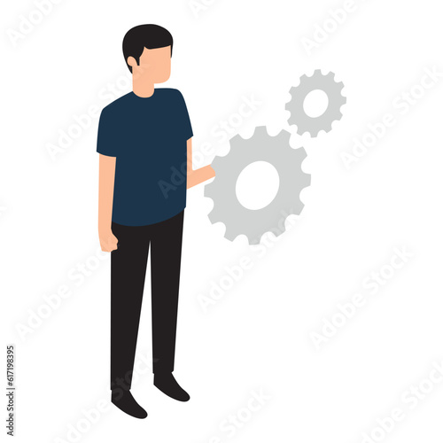 Isolated person with gear icons Vector