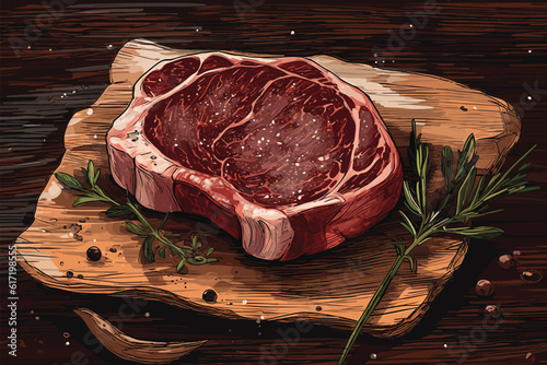 raw meat on wooden board