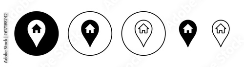 Address icon set for web and mobile app. home location sign and symbol. pinpoint © Lunaraa