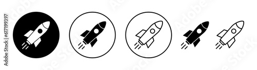 Rocket icon set for web and mobile app. Startup sign and symbol. rocket launcher icon