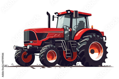 red tractor isolated on white