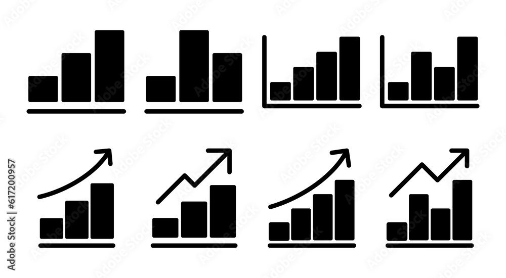Growing graph Icon set illustration. Chart sign and symbol. diagram icon Growing graph Icon set illustration. Chart sign and symbol. diagram icon