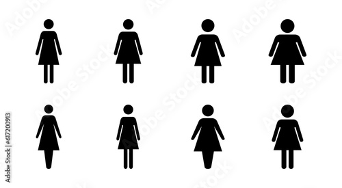 Female icon set illustration. woman sign and symbol