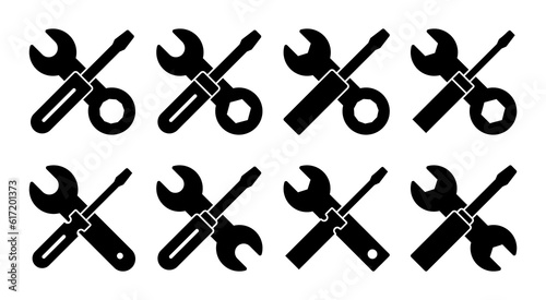 Repair tools icon set illustration. tool sign and symbol. setting icon. Wrench and screwdriver. Service