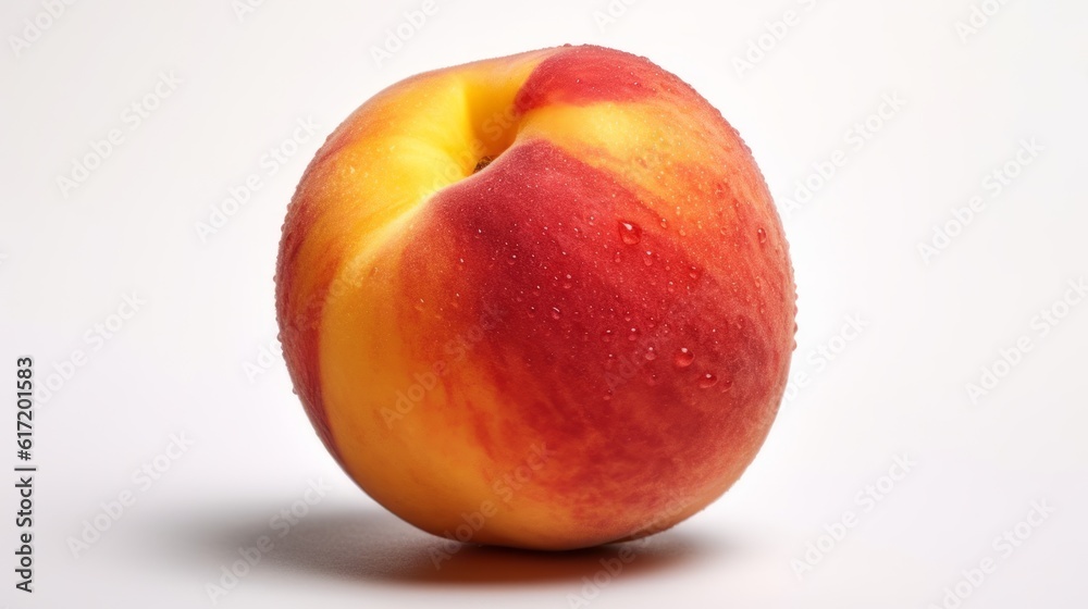 Peach on the white background. Created with Generative AI technology. Peach on the white background. Created with Generative AI technology.