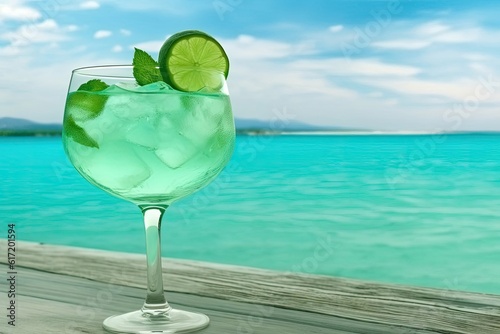 Beach Drink Background With Copyspace Generative AI