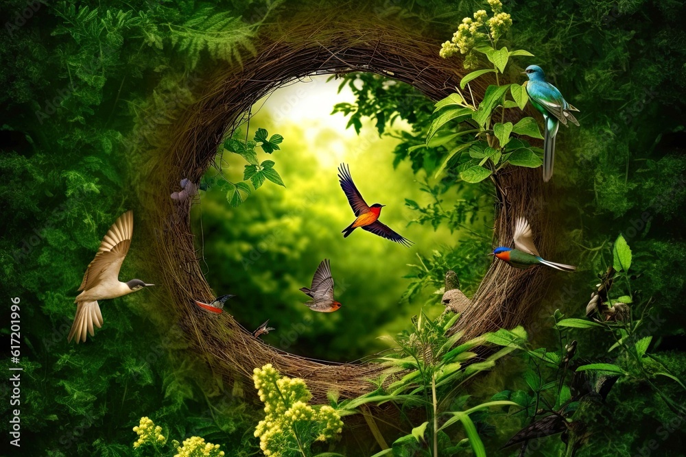 Fototapeta Illustration image, Nature and Sustainability, Eco-friendly Living and conservation, Concept art of Earth and animal life in different environments, Generative AI illustration
