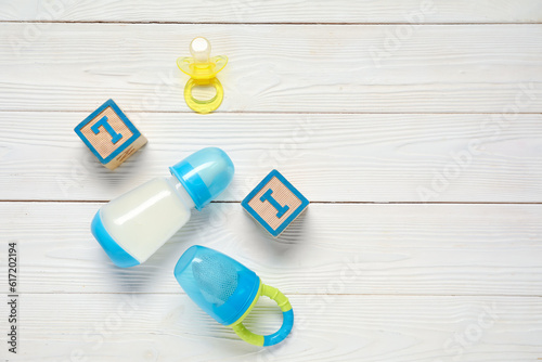Bottle of milk for baby wit...