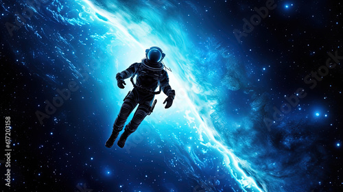 Astronaunt Floating Through Endless Galaxy