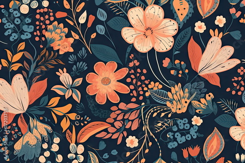 flower seamless pattern, Modern abstract