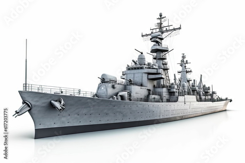 warship on white background