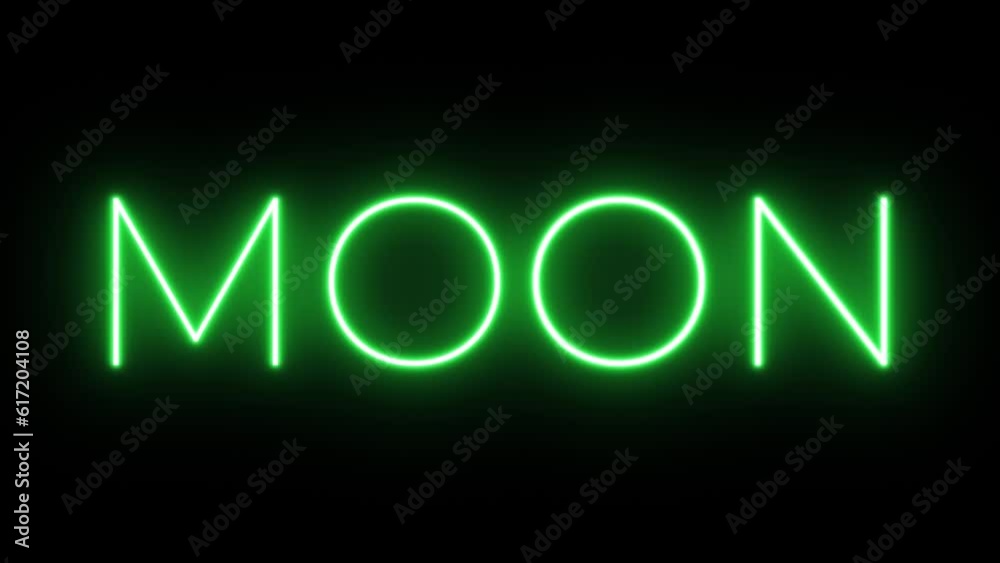 Flickering neon green glowing moon text animated black background Flickering neon green glowing moon text animated black background