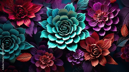close up kirigami style blossom floral bouquet decoration made with Generative AI
