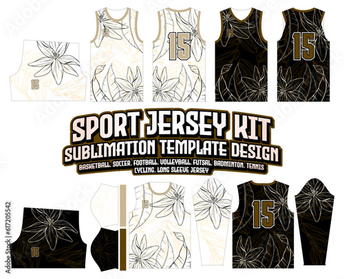 Floral flower outline Line Jersey Design Background