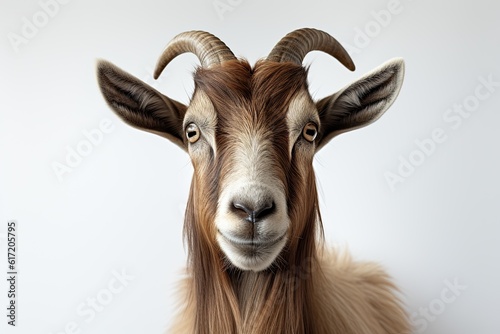 portrait Toggenburg goat isolated on white made with Generative AI